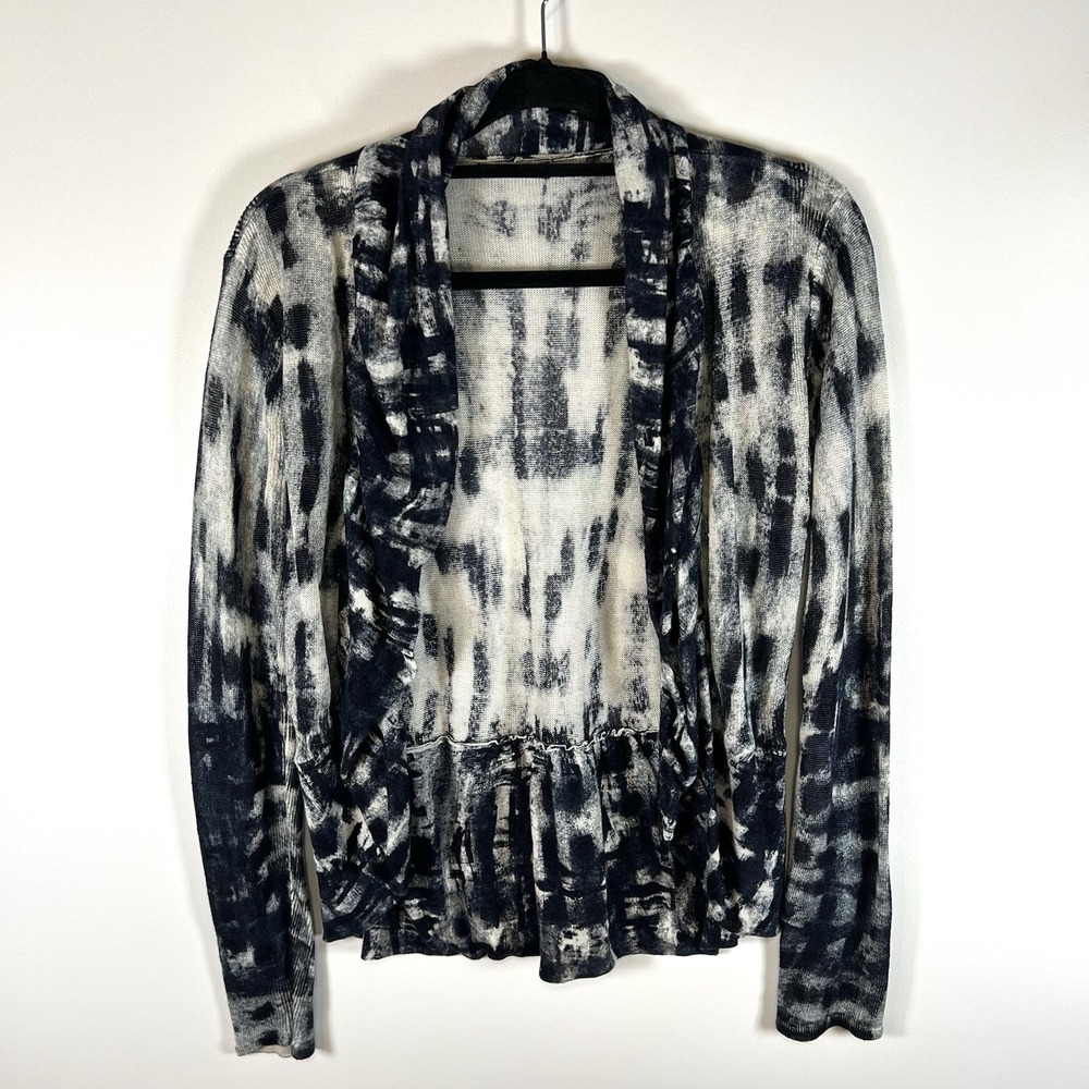 NIC + ZOE Multicolor Abstract Lightweight‎ Cardigan Sweater Medium Linen Open